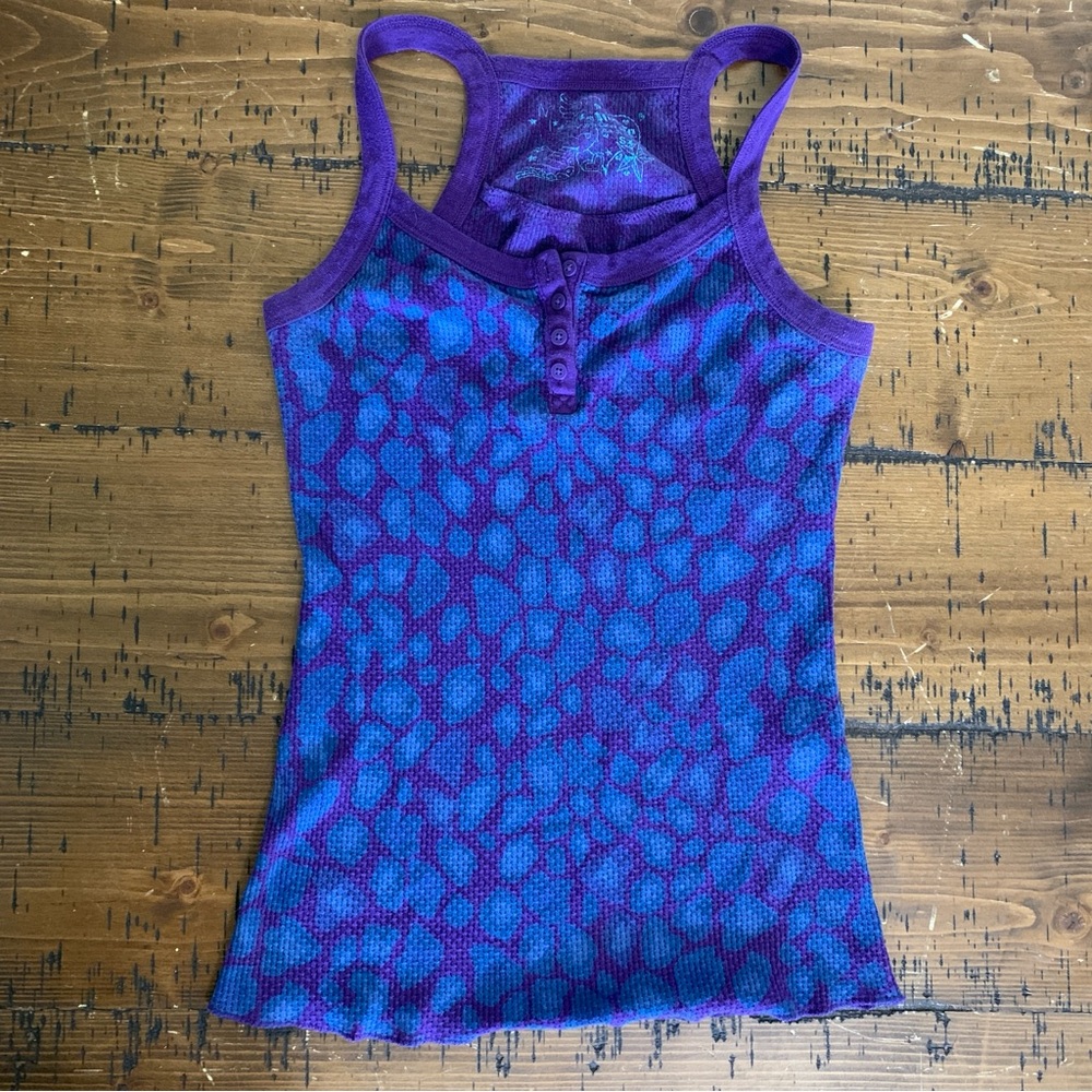 Y2K Nollie Purple & Teal Animal Print Racerback Tank Top